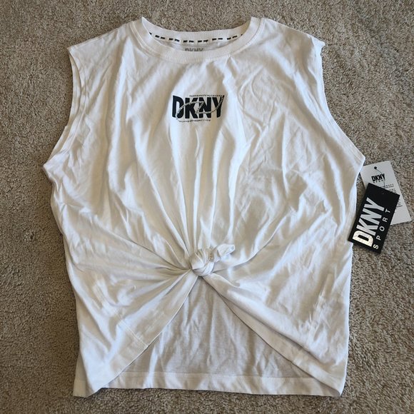 NWT DKNY Women's Logo Sport White Tank Top Tee - Picture 8 of 10